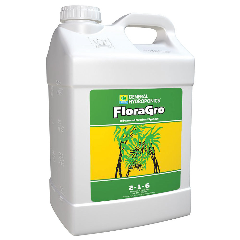 GH 水耕・土耕栽培3パート液肥 Flora Gro 2.5 Gallon (9.46L) サイズ